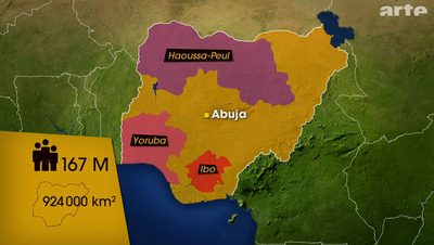 Carte de l'aire culturelle des Yoruba au Nigéria